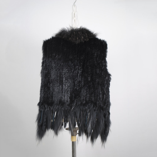Rabbit fur and raccoon fur vest