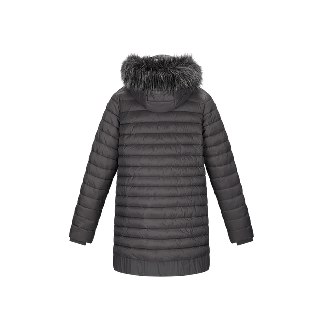 women long coat with fur hood water resistant quilted hooded padding coat 