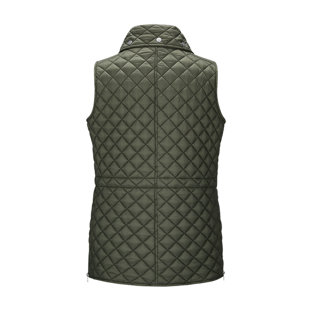 custom women gilets jacket lightweight packable diamong quilted pockets turn down collar vest coat