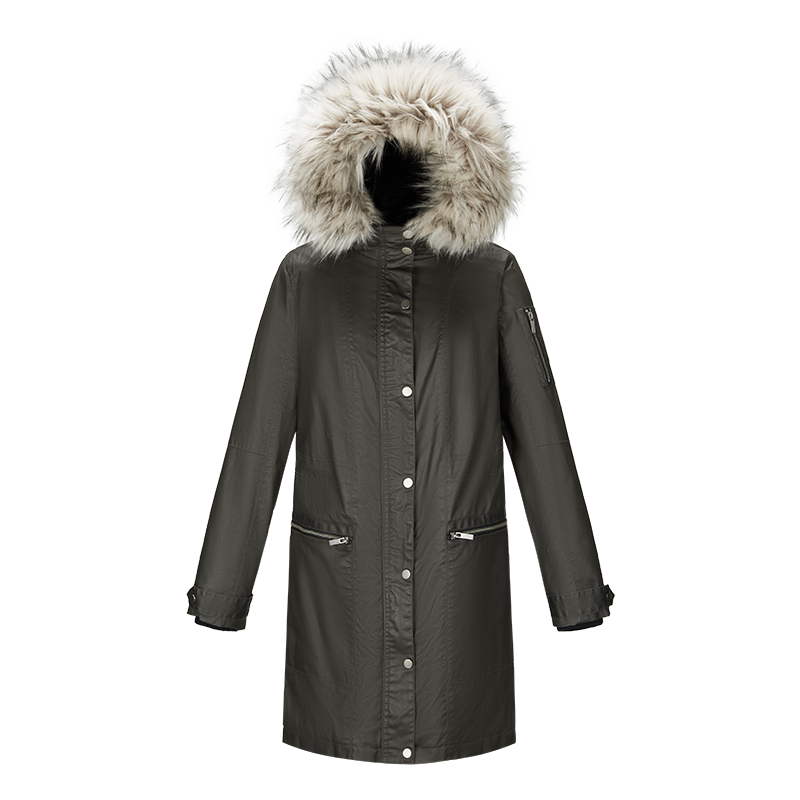 women winter wholesale waterproof coat with fur hood fur inner lined waxed long parka