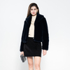Lady Fake Rabbit Fur Classical Black Jacket Luxurious Fake Fur Look
