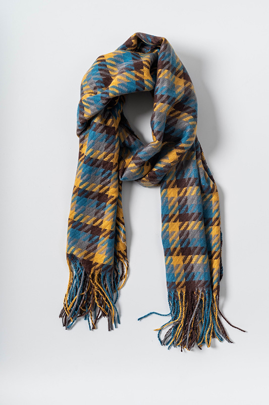 Autumn And Winter Warm Imitation Cashmere Plaid Scarf with Tassel 103-1