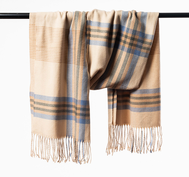 British Style Imitation Cashmere Versatile Plaid Fringed Scarf 110-9