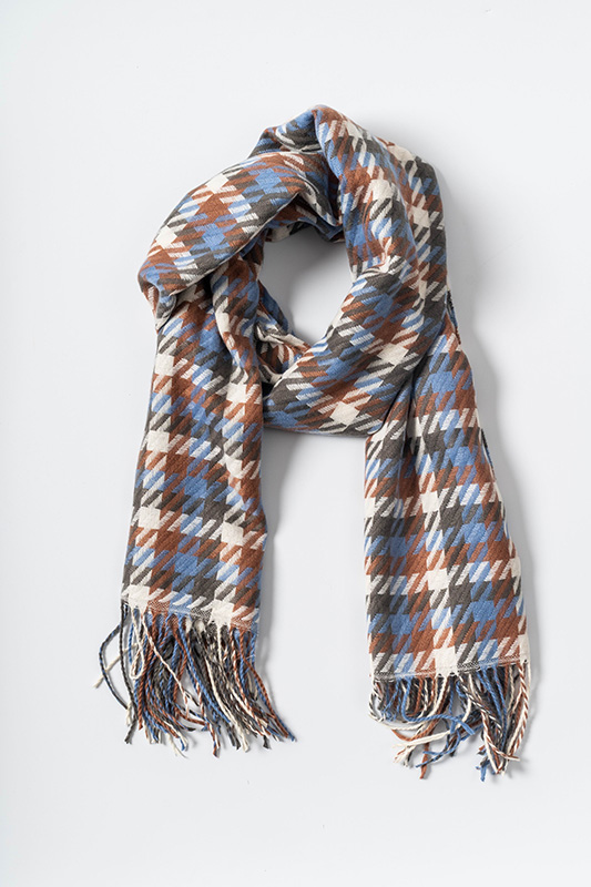 Autumn And Winter Warm Imitation Cashmere Plaid Scarf with Tassel 103-4