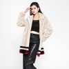 Lady Fake Mink Fur Contrast Color Long Coat 