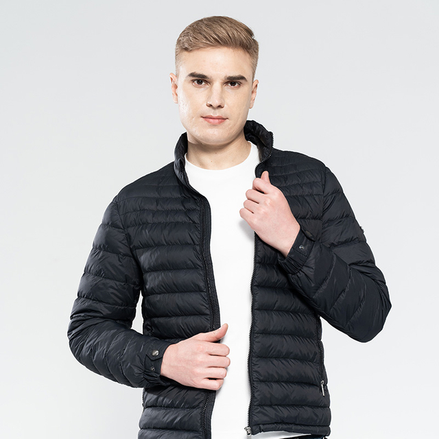 Men’s Faux Down Jacket Nylon Fabric Horizontal Quilt