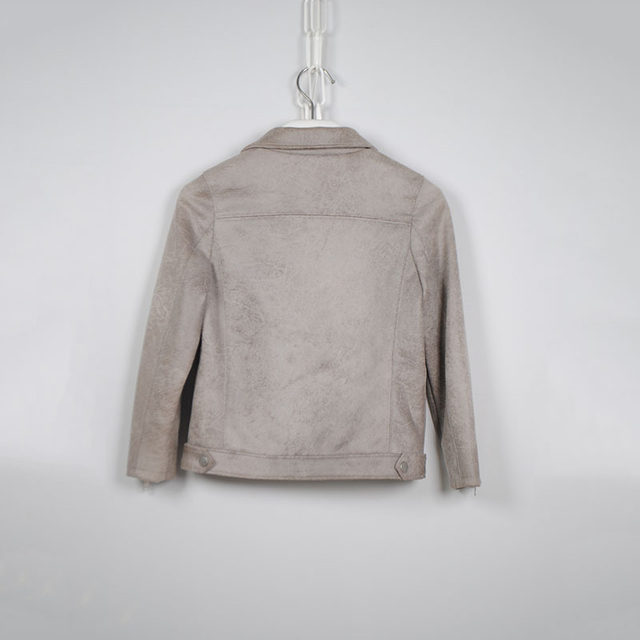 Kids Suede Bonded Biker Jacket with Zipper Pocket