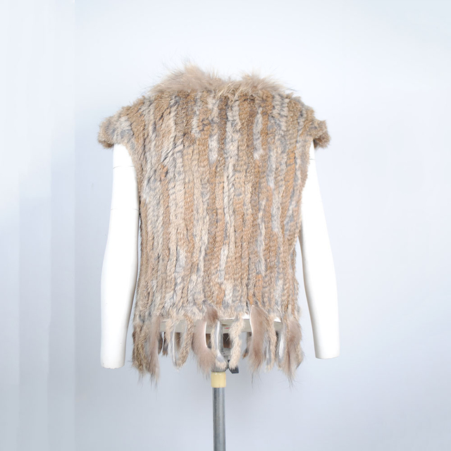 Rabbit fur and raccoon fur vest