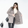 Lady Faux Suede Bonded Long Coat with Welt Waist Pocket