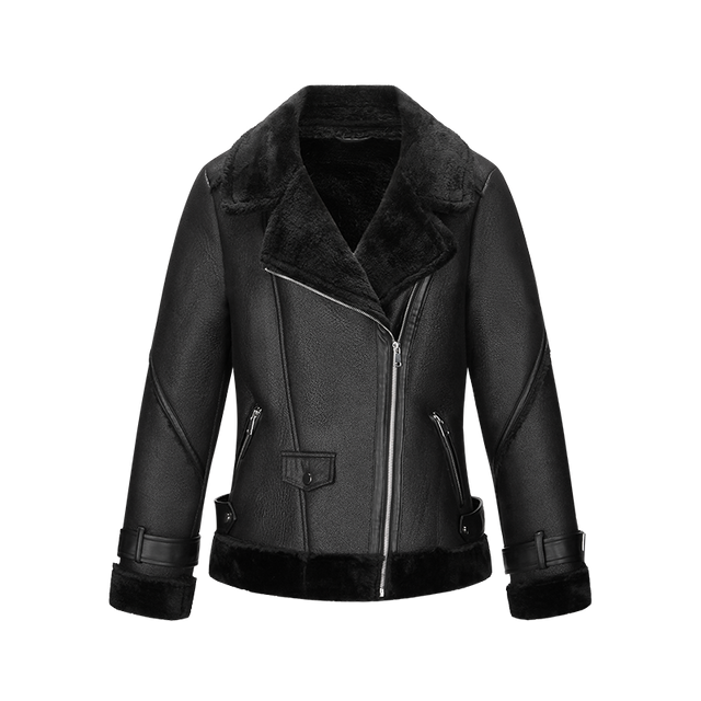 winter coat for women B3 coat with buckle on cuff & side shearling pilot bomber jacket