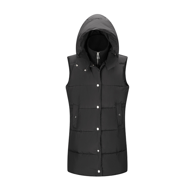 custom women waistcoat with costina collar lightweight waterproof hooded long puffer vest