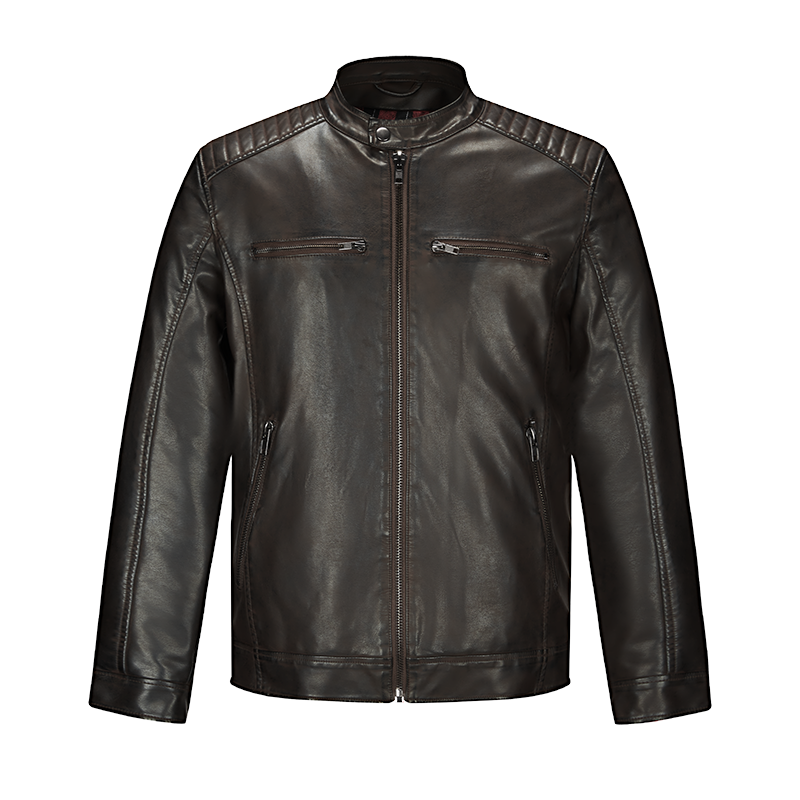 custom men biker motorcycle coat quilted on shoulder faded pu leather jackt