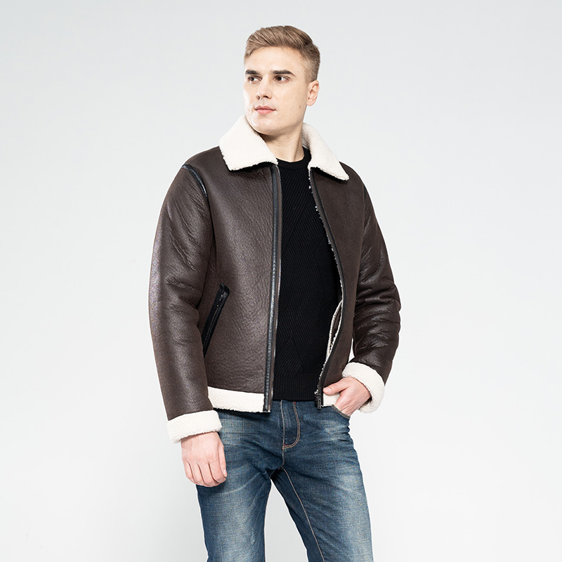 Men’s Faux Suede Bonded Jacket with Fake Lamb Fur Lining