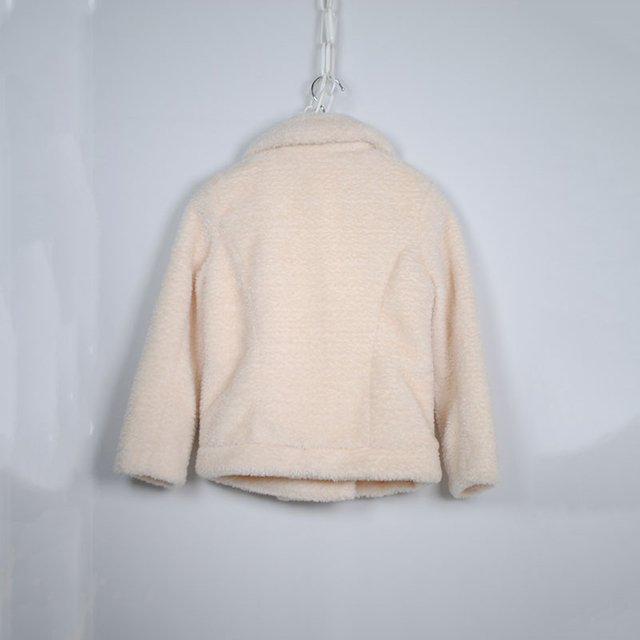 Kids Fake Sheep Fur Motorcycle Coat with Zipper Pocket 