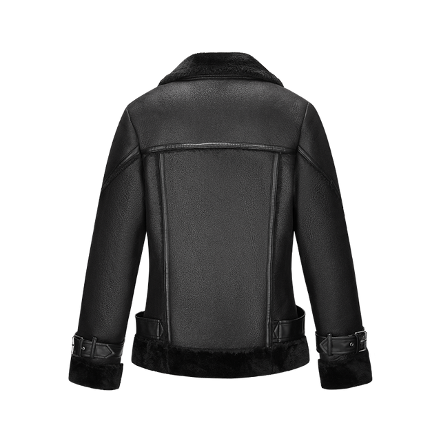 winter coat for women B3 coat with buckle on cuff & side shearling pilot bomber jacket