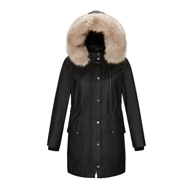 women winter wholesale coat with detachable fur trim on hood long waxed waterproof padding parka