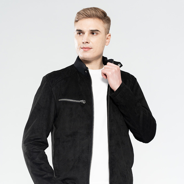 Men’s Faux Suede Jacket Rib Inner Collar