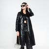 Ladies Crocodile Texture PU Trench Coat Front Closed by Button