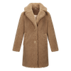 custom women teddy long jacket lapel single breasted fluffy fur coat