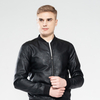 Men’s PU Jacket with Rib on Cuff, Bottom And Collar
