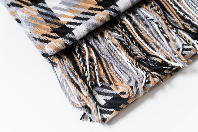 Autumn And Winter Warm Imitation Cashmere Plaid Scarf with Tassel 103-5