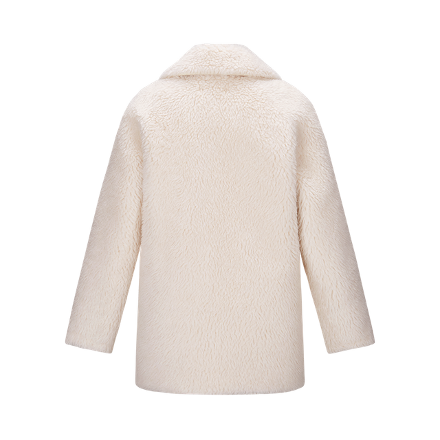 custom women wool blended jacket lapel long fur coat