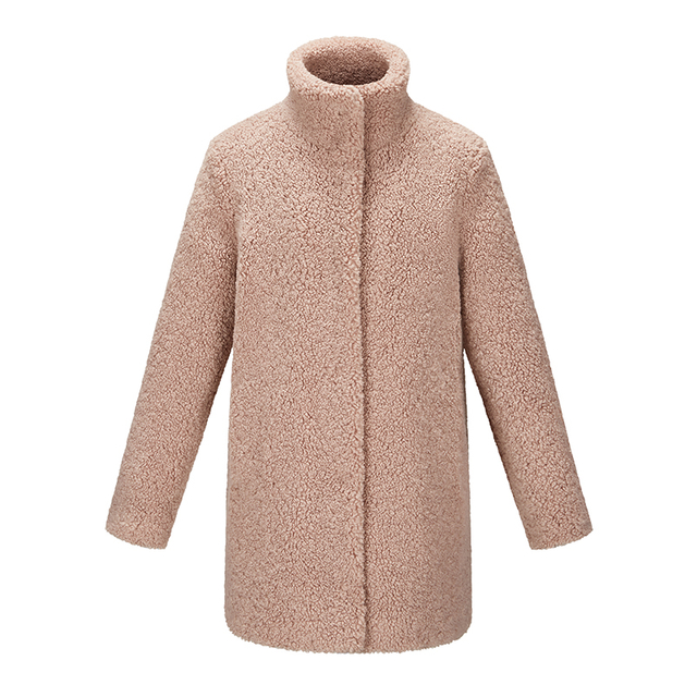 custom women wholesale winter polyester jacket stand collar polar fleece sherpa long coat