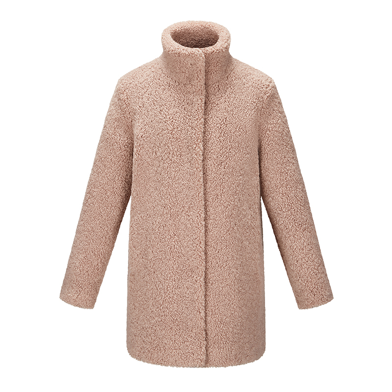custom women wholesale winter polyester jacket stand collar polar fleece sherpa long coat
