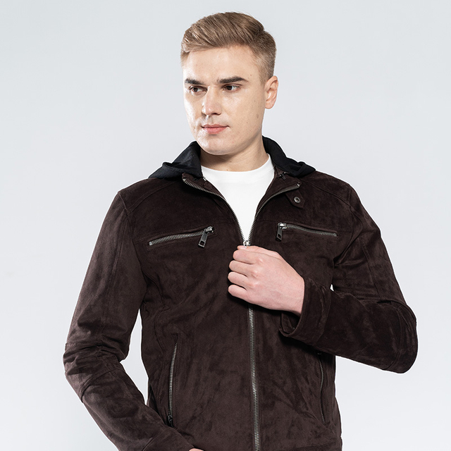 Men’s Faus Suede Jacket with Detachable Hood