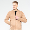 Men’s Faux Suede Jacket with Rib on Cuff, Bottom And Collar