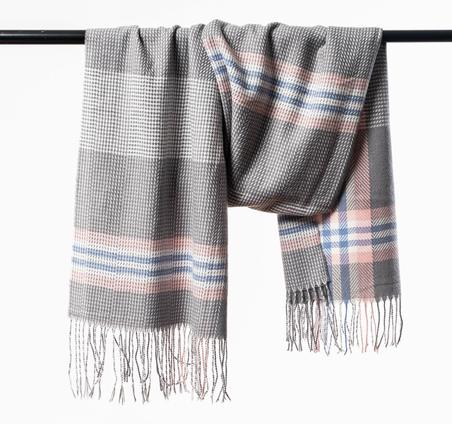 British Style Imitation Cashmere Versatile Plaid Fringed Scarf 110-12