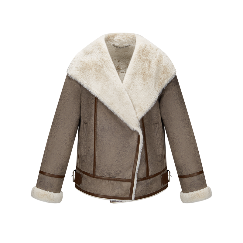 women winter wholesale jacket big turn down collar b3 pilot bomber shearling coat