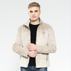 Men’s Faux Suede Jacket with stripe rib on collar