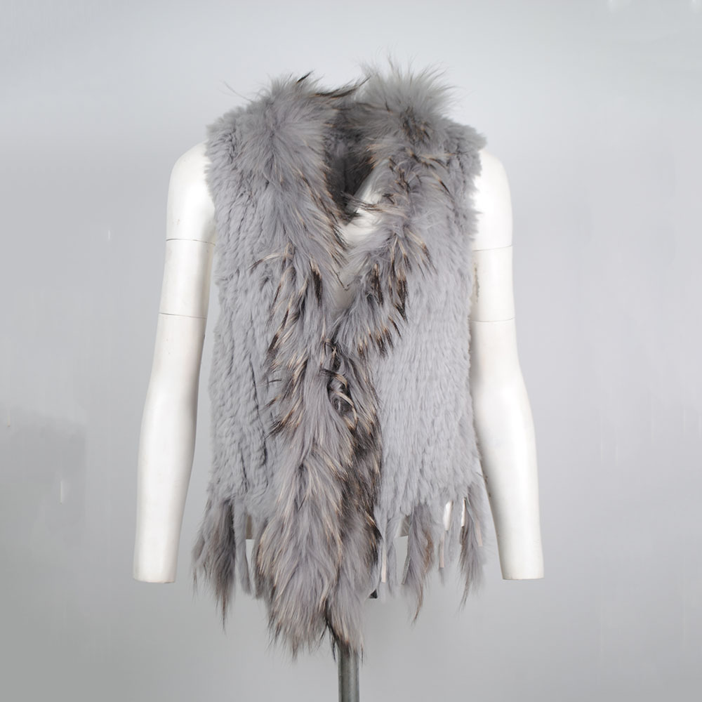 Rabbit fur and raccoon fur vest