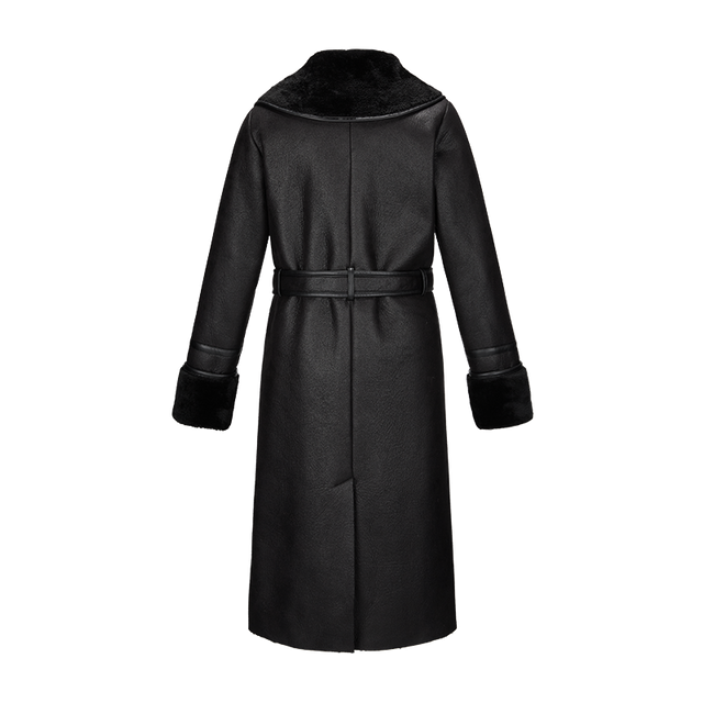 women x-long coat with belt wholesale overcoat shearling suede duffle coat