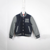 Kids Contrast Colorc Wool Bomber Jacket with PU Sleeve And Embroidery
