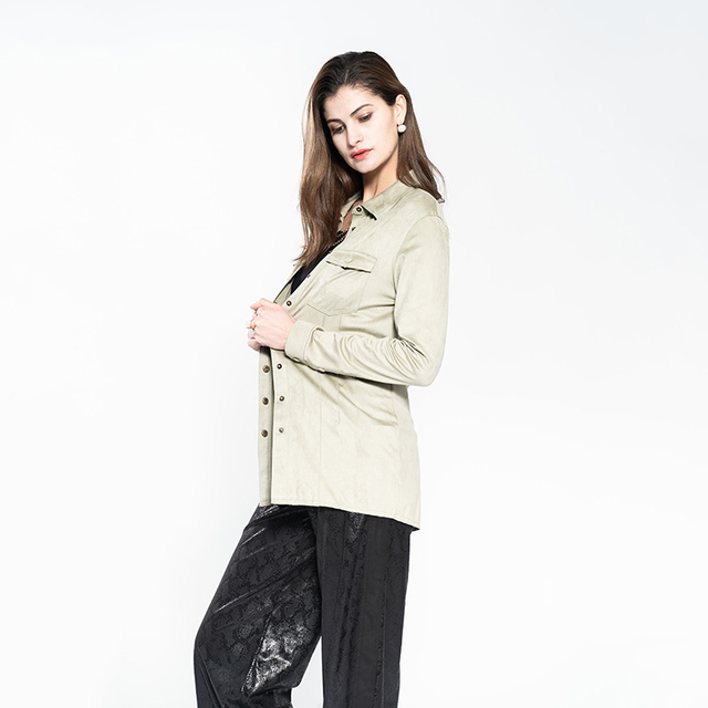 Lady Faux Suede Blouse with Poppers at CF