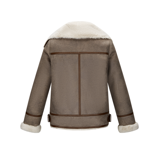 women winter wholesale jacket big turn down collar b3 pilot bomber shearling coat