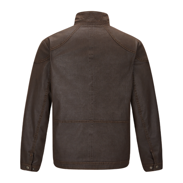 men autumn jacket wholesale vintage double layer stand collar pu leather jackt