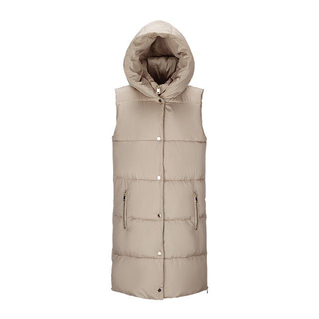 custom women puffer gilets lightweight outdoor zipper hooded down long vest