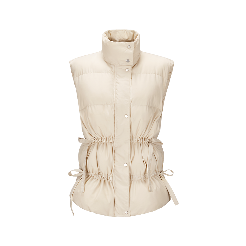 women elegant sleeveless jacket wholesale puffer vest with drawstring quilted waistcoat jacket