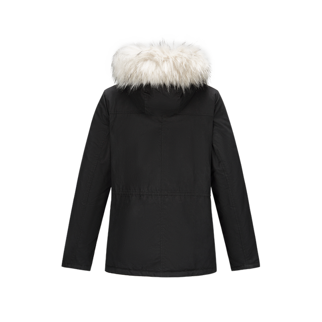women thicken puffer coat with fur hood winter clothing zippers on bust mid-length parka