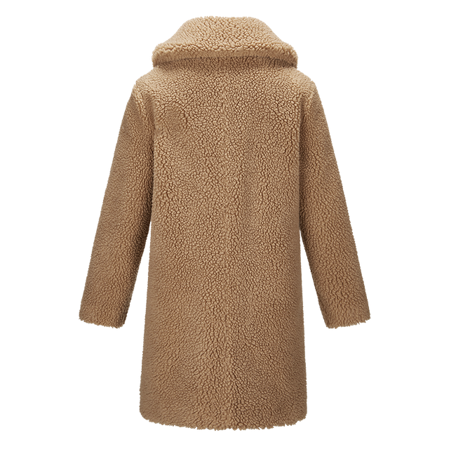 custom women teddy long jacket lapel single breasted fluffy fur coat