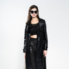 Ladies Crocodile Texture PU Trench Coat Front Closed by Button